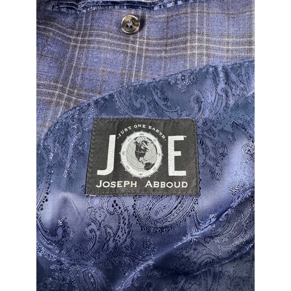 Joseph Abboud Suit 46L Blue Plaid Sharkskin Wool Single Breasted Custom 42x28 - Picture 11 of 16